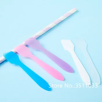

100pcs/lot Plastic Facial Face Mask Stick Cream Mixing Spatulas Spoon Makeup Cosmetic Make Up Tools white pink blue purple matte