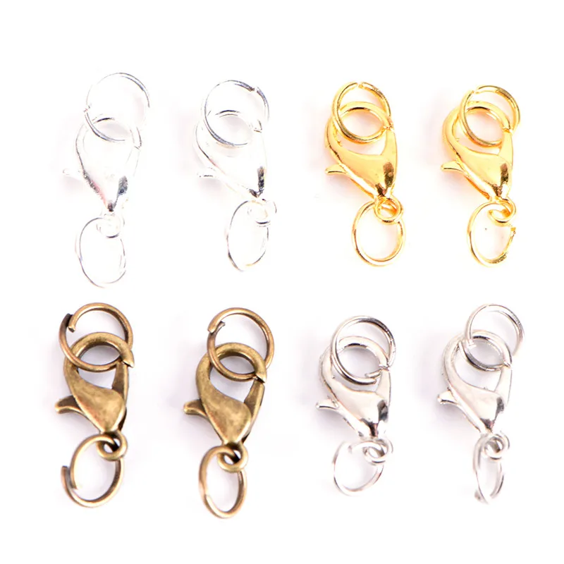 

20Pcs/Set Lobster Claw Clasps Jump Rings Split Ring Making Hook Beads Crimp End Spring Necklace Snap Chains Connector