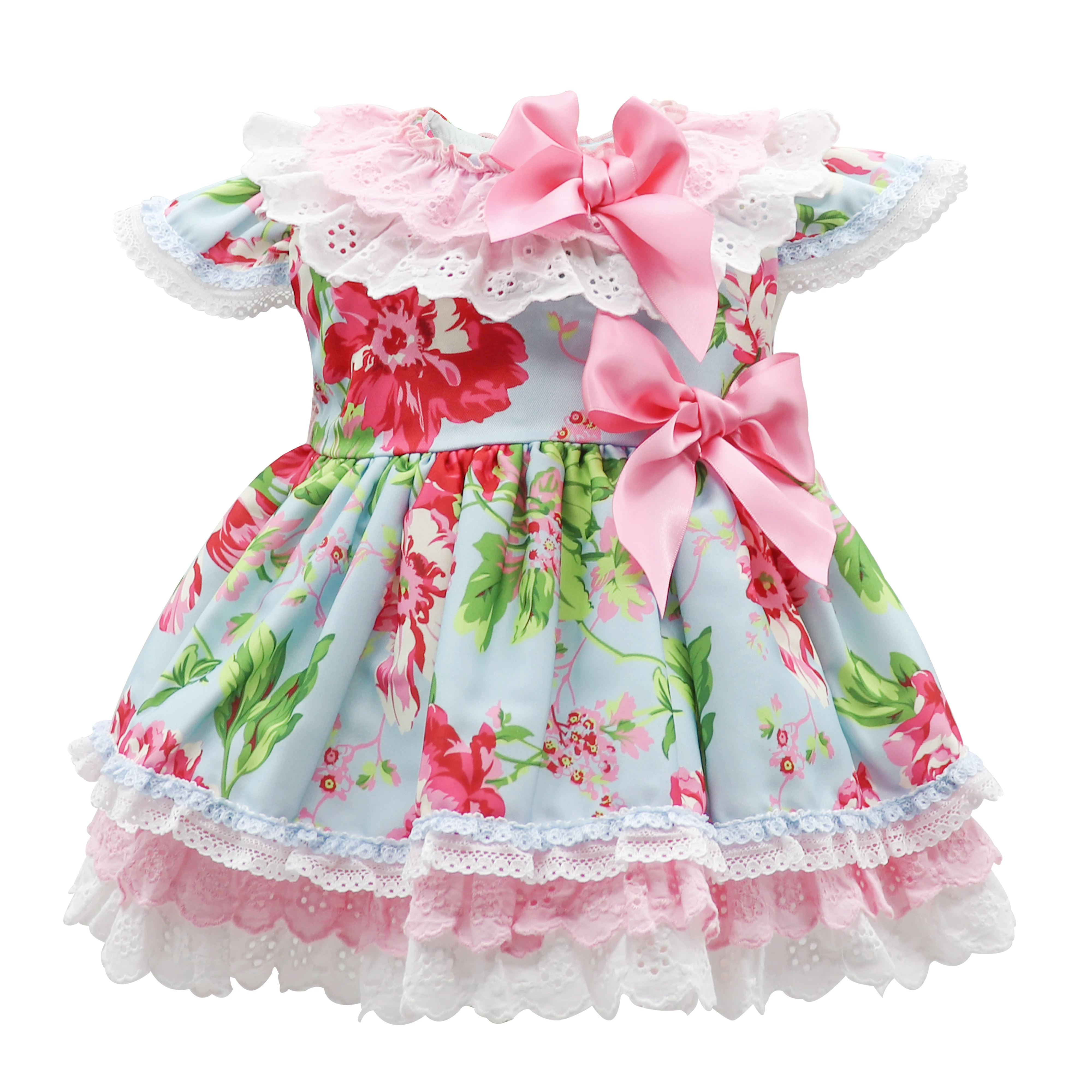 

Spanish Baby Clothes 2019 Summer Girls Floral Princess Dresses with Bows Boutique Dresy Birthday Party Infant Children Costumes