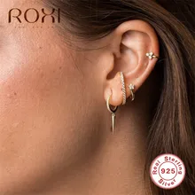 ROXI, модные женские серьги один шип Хрящ уха 925 серьги из стерлингового серебра ювелирные изделия в Корейском стиле, в стиле панк для мужчин серьги