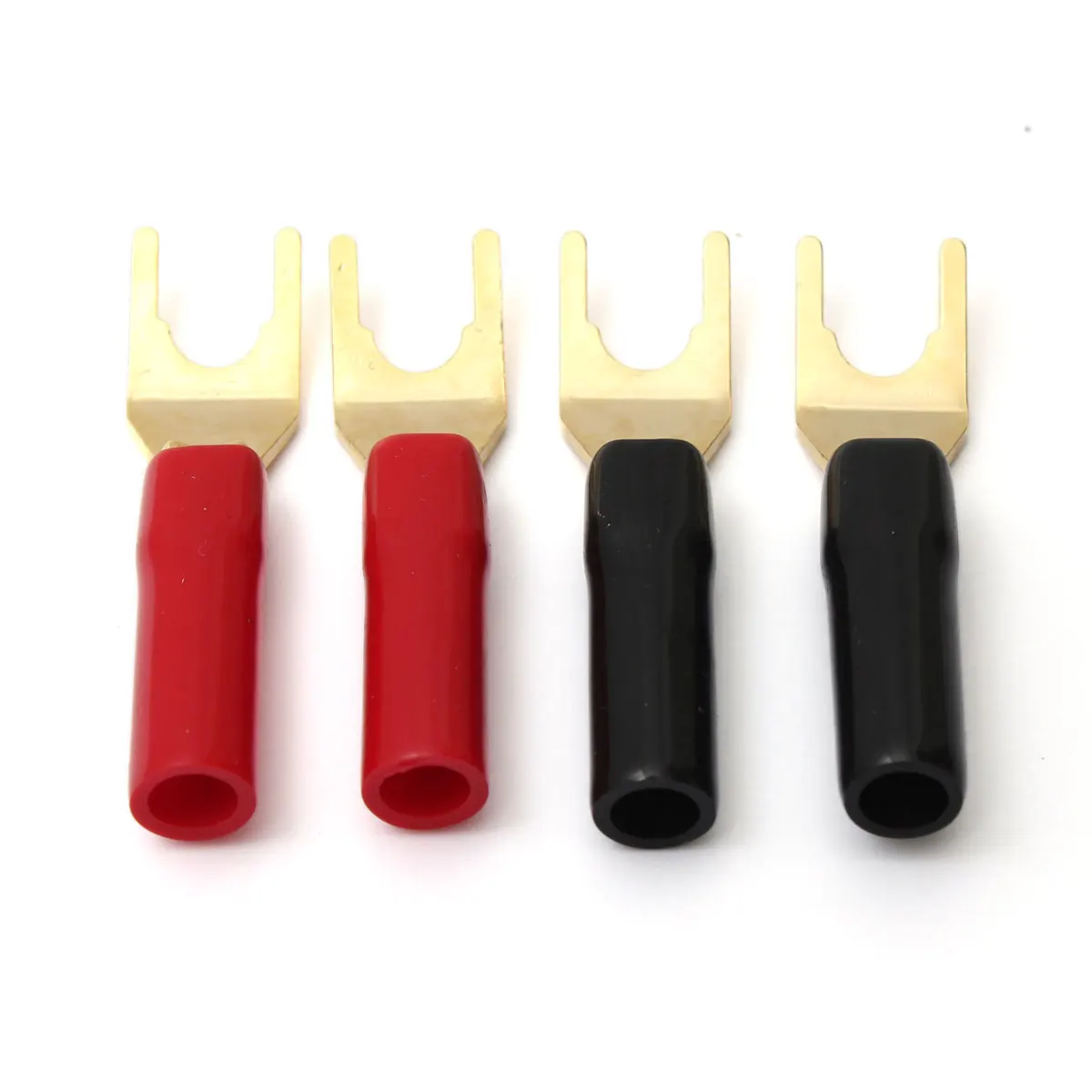 

4Pcs/Set Gold Plated Fork Banana Plug Y-style Spade Plug Solderless Speaker Cable Power Terminals Connectors