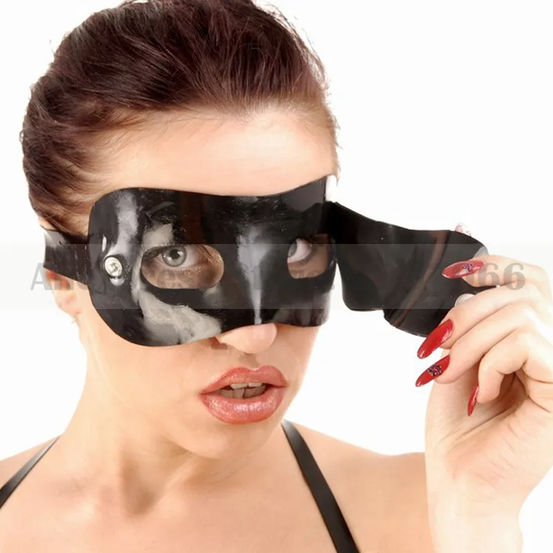

Two layers sexy latex rubber eyes mask handmade hood RLM193