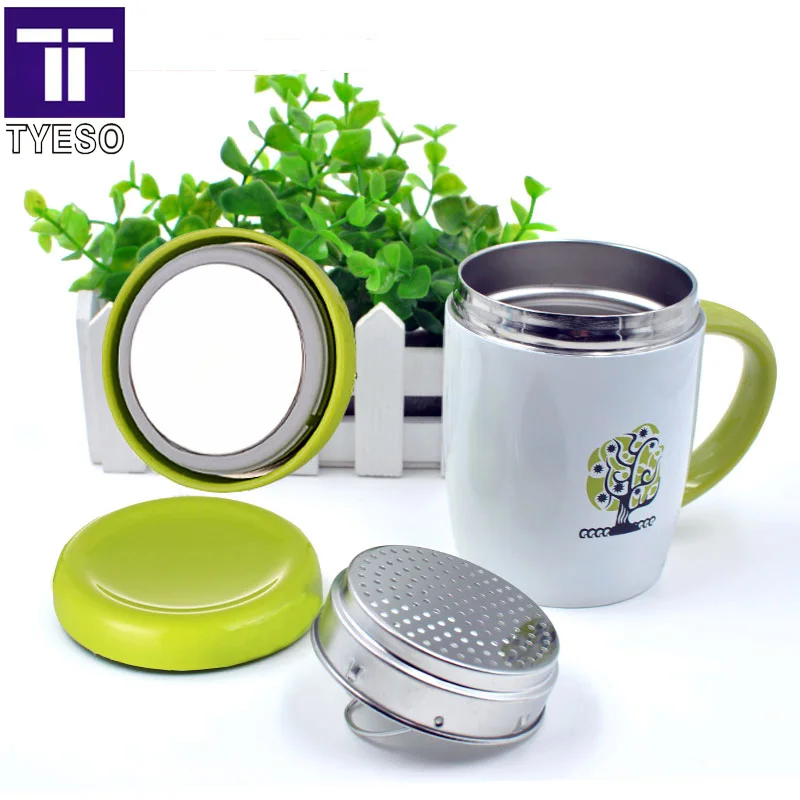 stainless steel thermos mug coffee cup with inox tea filter office thermo lid as mirror termo