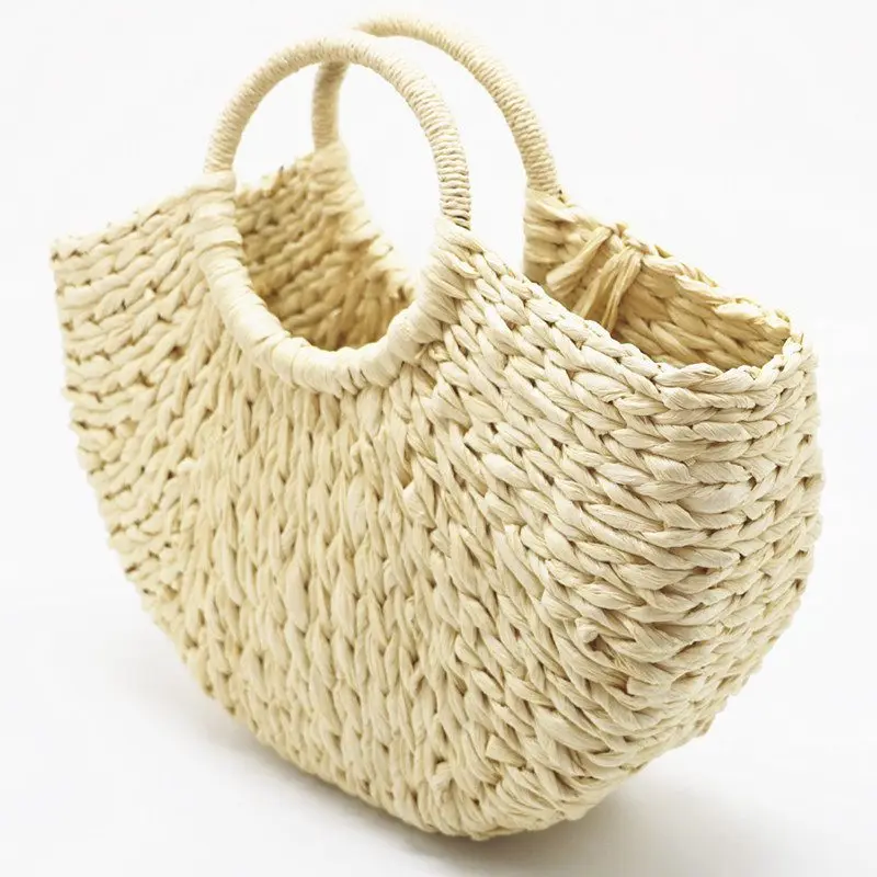 Handmade Saco de Praia De Palha Rodada