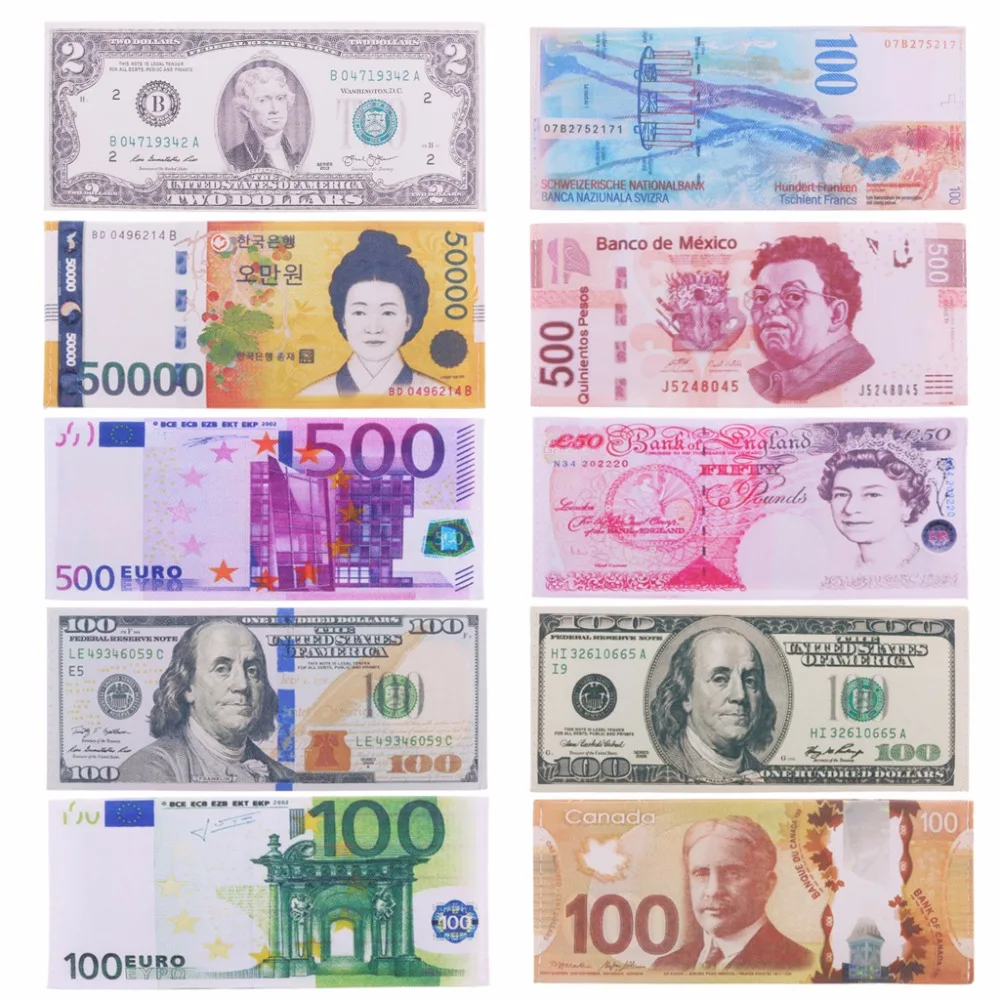 

19x8.5cm Men CanvasCurrency Notes Pattern Pound Dollar Euro Purse Wallet Key Tote Bags Women