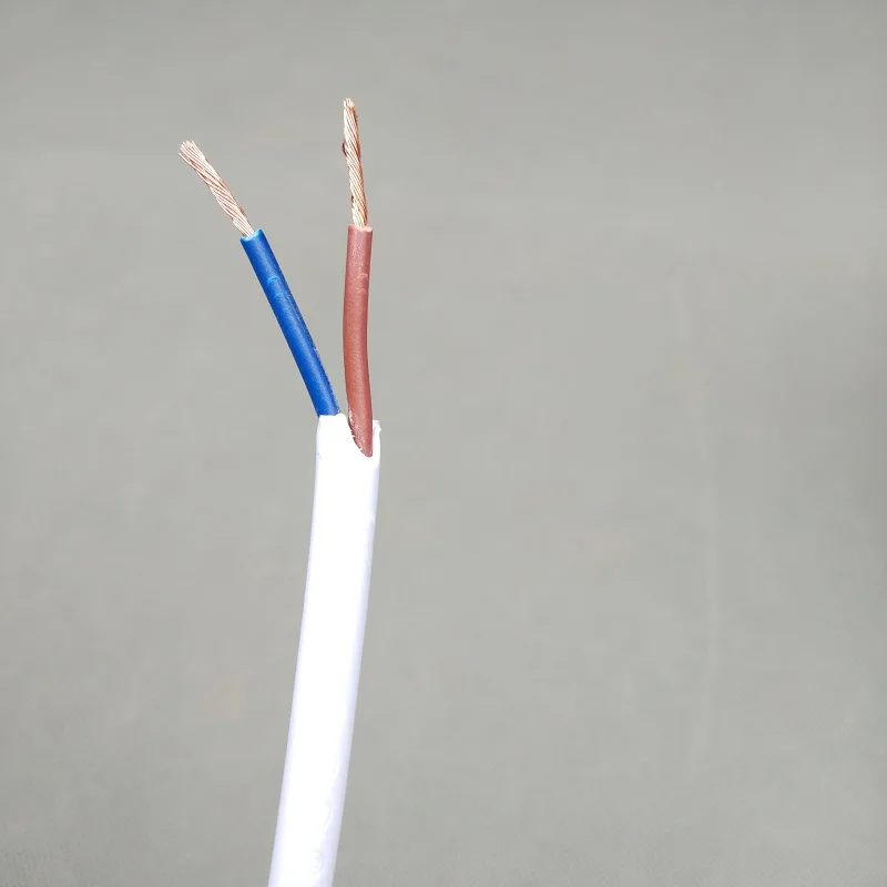 white VDE H03VV F 2*0.75mm IEC227 52 sheath cord electric cable for