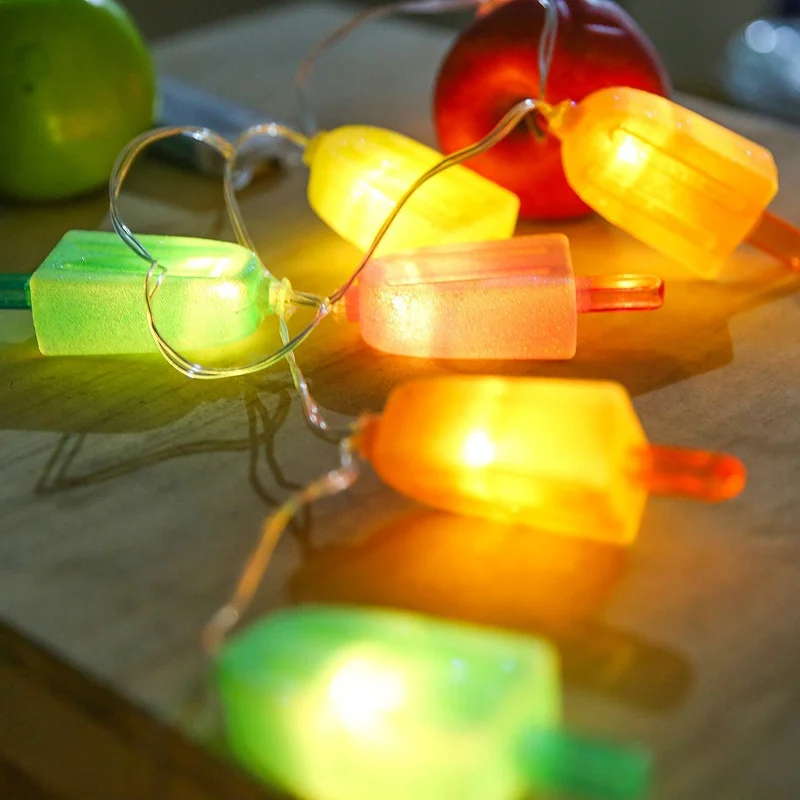 

1.6M 10 Leds Warm Light Led String Light Using 2*AA Battery Ice Cream Popsicles Fairy Lights for Kids Girl Room Background Decor