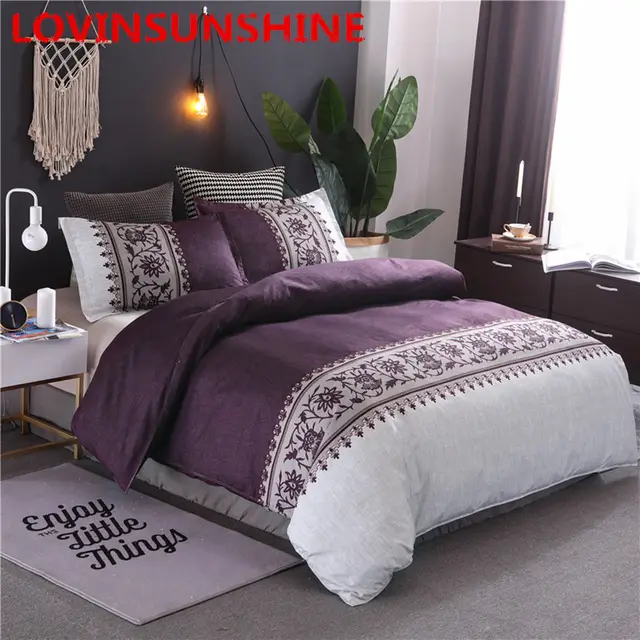 Lovinsunshine Bedding Set King Size Queen Duvet Cover Set Purple