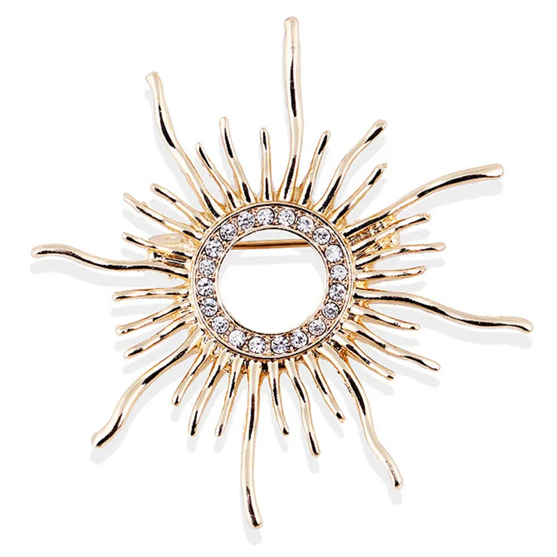 

Sun Shaped Brooches For Women Wedding Party Scarf Clip Pins Weeding Coat Cardigan Fine Broche Hijab Pins Scarf Buckles Corsage