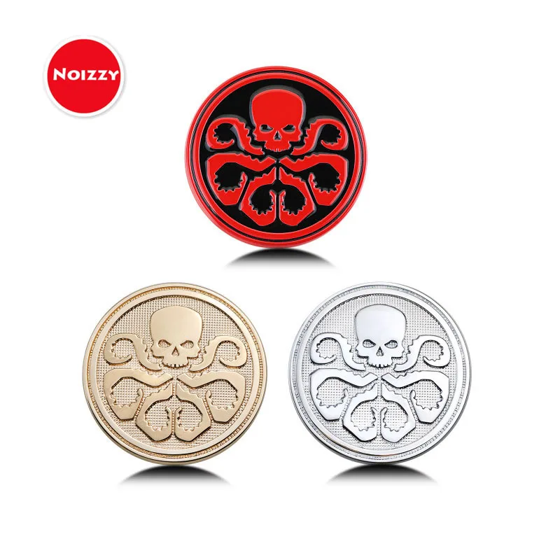 

Noizzy Hydra Badge Skull Round Ho Captain America Car Emblem Sticker 100% 3D Metal Gold Red Chrome Automobile Motorcycle Tuning