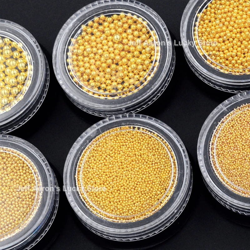 

0.4mm to 3.0mm 1 Pot gold silver micro 3D metal nail art decorations caviar beads manicure nails accessoires diy supplies tool