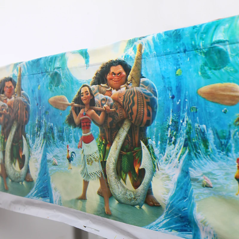 

1pc Cartoon Tablecloth Moana Maui Kids Birthday Party Supplies Disposable Table Cover Map 1.08x1.8M Party Decoration