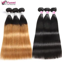 Hair-Weave-Bundles Human-Hair-Extensions Virgin-Hair Brazilian Funmi Straight Blonde