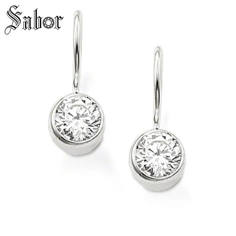 

Round Crystal Swan Neck Drop Earrings 2019 New Fashion Jewelry Classic 925 Sterling Silver Gift For Women thomas