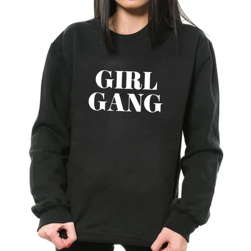 

EnjoytheSpirit Women Loose Fit Sweatshirt GIRL GANG Letter Femme Casual Winter Fashion Loose Fit Tops Casual Unisex Style