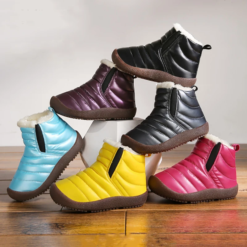 Зимняя обувь для мальчиков; бархатные ботинки для девочек; водонепроницаемые кроссовки для детей; Теплая обувь; Высококачественная подростковая обувь