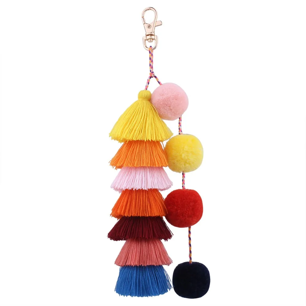 

Gorgeousness Trendy Magazine Bohemia Yarn Long Tassel Bag Accessory Key Chain Fashion Jewelry For Women Gift Charm Statement
