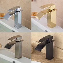 Chrome/Golden/ORB/Brushed Nickel Basin Sink Faucet Waterfall Brass Hot Cold Water Kitchen Mixer Taps One Hole