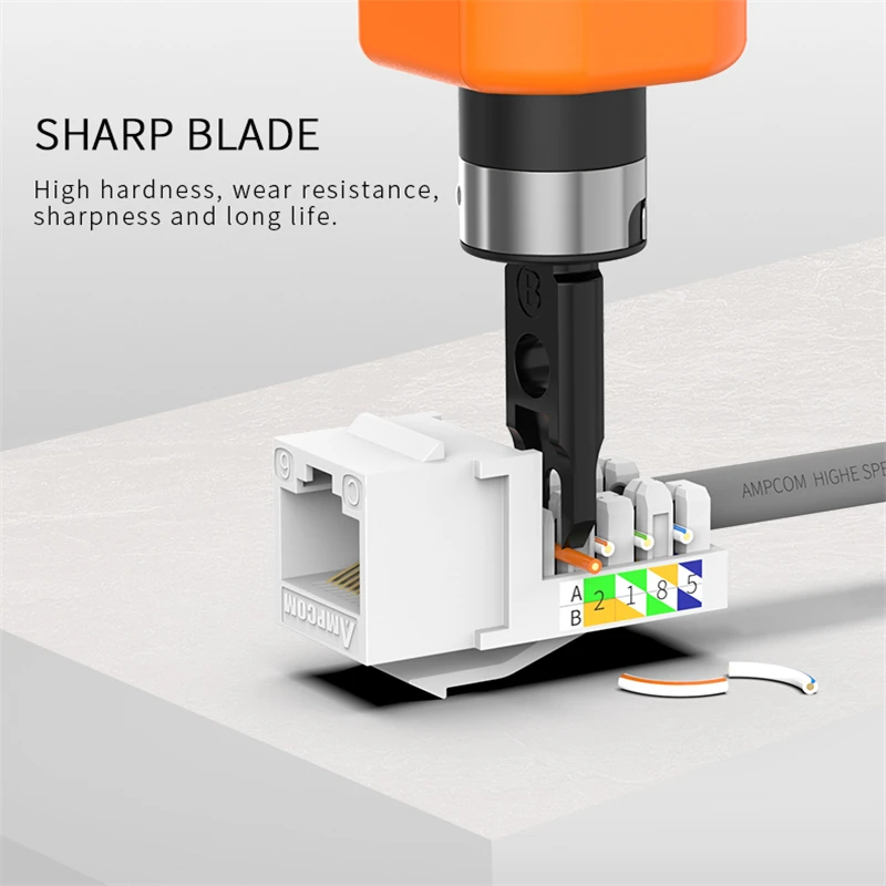 Punch Down Tool, AMPCOM 110 Type Network Cable Tool with Two Blades Telephone Impact Terminal Insertion Tools