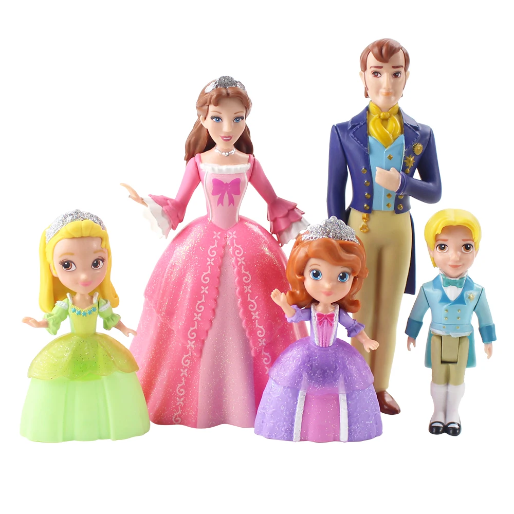 

5pcs/lot Princess Sophia Figure Toys Prince James Princess Amber King Roland Queen Miranda Model Dolls
