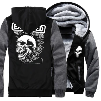 

Men's Sportswear Harajuku 2019 Hot Winter Fleece Thick Hoodies For Men Print SKULL Punk Hip Hop Sweatshirt Male Hoody Tracksuits