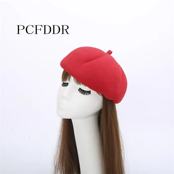 

PCFDDR British Retro Pumpkin Hat Lady lovely Wool-like Wool Top Hat.