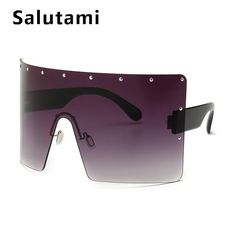 Негабаритных Winfproof солнцезащитные очки для женщин цельные большие линзы Квадратные Солнцезащитные очки мужские без оправы винтажные Ретро щит шикарные крутые оттенки