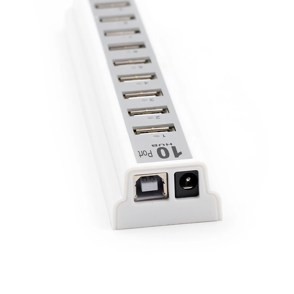 GOOJODOQ 10 Ports USB 2.0 Hubs with AC Power Computer Peripherals Supply Adapter For Portablefor PC Laptop Notebook