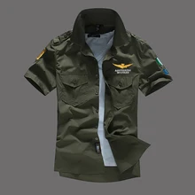 Летняя мужская хлопковая рубашка Военная воздушная сила одна футболка с пилотом для мужчин однотонные тонкие рубашки с коротким рукавом Большие размеры брендовая одежда