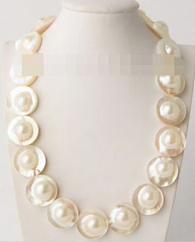 

FREE SHIPPING>@@> N3810 AAA 17.5" 23mm South Sea white Mabe Pearls necklace pearl clasp