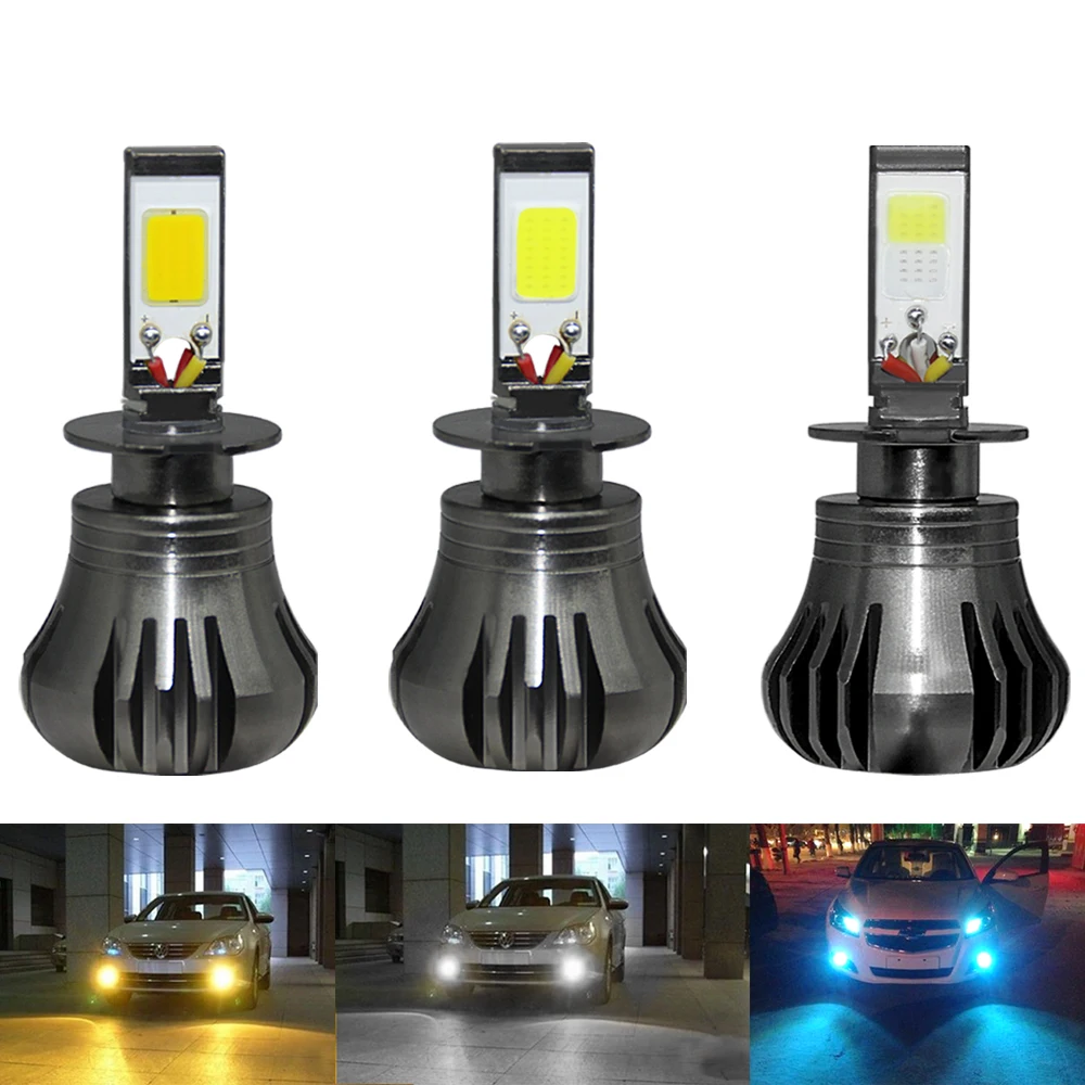 

Auto LED H3 Font Fog Lights LED Car 3000K 6000K 8000K Yellow White ice Blue Color COB Chip Switch Strobe Lamp Model