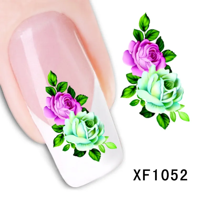 

2017New Promotion Manicure 2 Sheet Nail Stickers Flower Simulation Watermark Affixed To The Tube Row Of Pens A Month Xf1052
