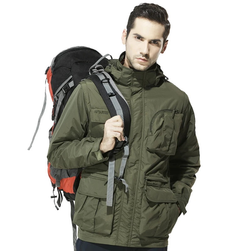 Fashion Men's Jacket Detachable Sleeveless Tactical Military Shield