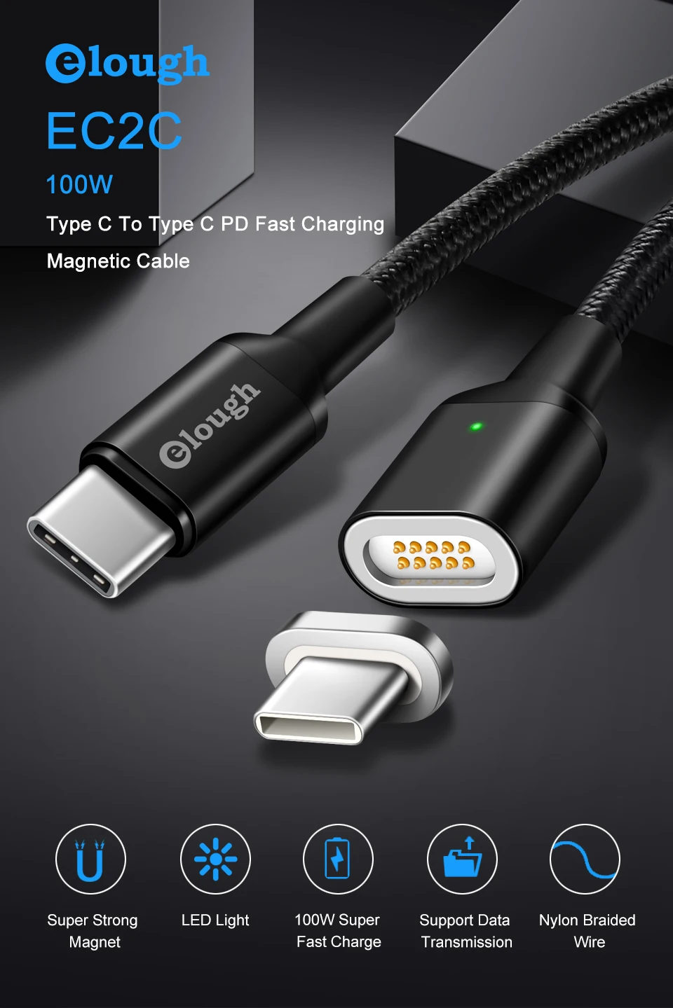 PD Fast Charging Type C Magnetic Cable for Macbook 1