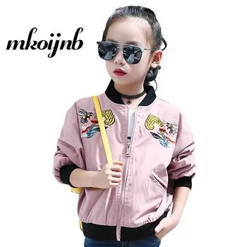 

Girls Kids Zipper Letter Jackets Girls Cartoon Embroidery Coat For 2020 Spring Autumn Children Clothing 6 7 8 9 10 12 13 Years