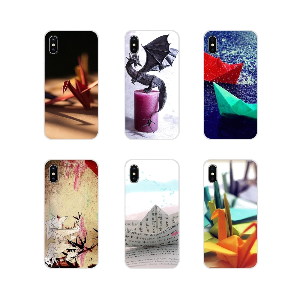 

For Apple iPhone X XR XS MAX 4 4S 5 5S 5C SE 6 6S 7 8 Plus ipod touch 5 6 Silicone Phone Cases Cover Japanese Origami Cranes Art