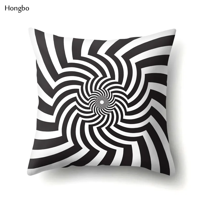 Hongbo Подушка с геометрическим рисунком чехол абстрактная черно-белая полосатая точечная сетка Геометрическая художественная наволочка almohada - Цвет: 6