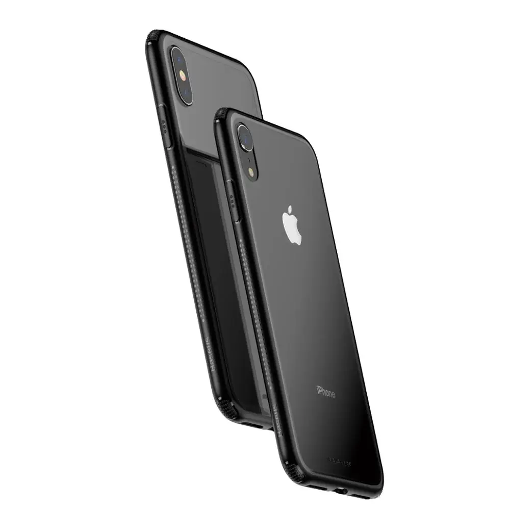 Baseus, роскошный чехол из закаленного стекла для iPhone Xs, Xs, Max, XR, чехол для телефона, противоударный чехол для телефона s, для iPhone Xs - Цвет: black