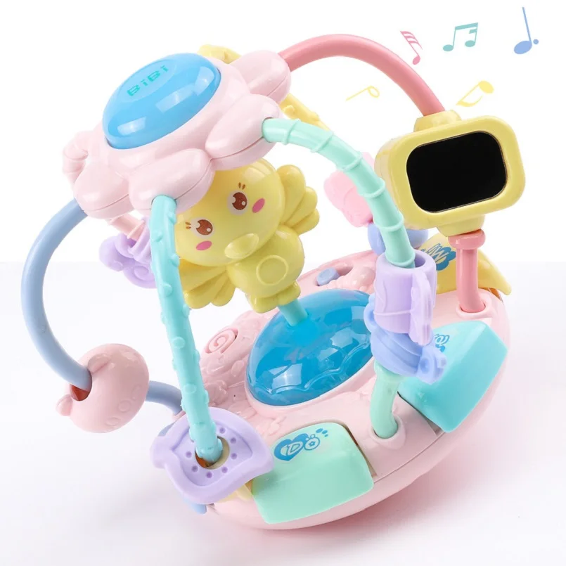 Детские игрушки 13-24 месяцев, многоцветная музыкальная детская погремушка, игрушка для маленьких мальчиков, захватывающая колокольчик, Обучающие сенсорные игрушки для новорожденных детей