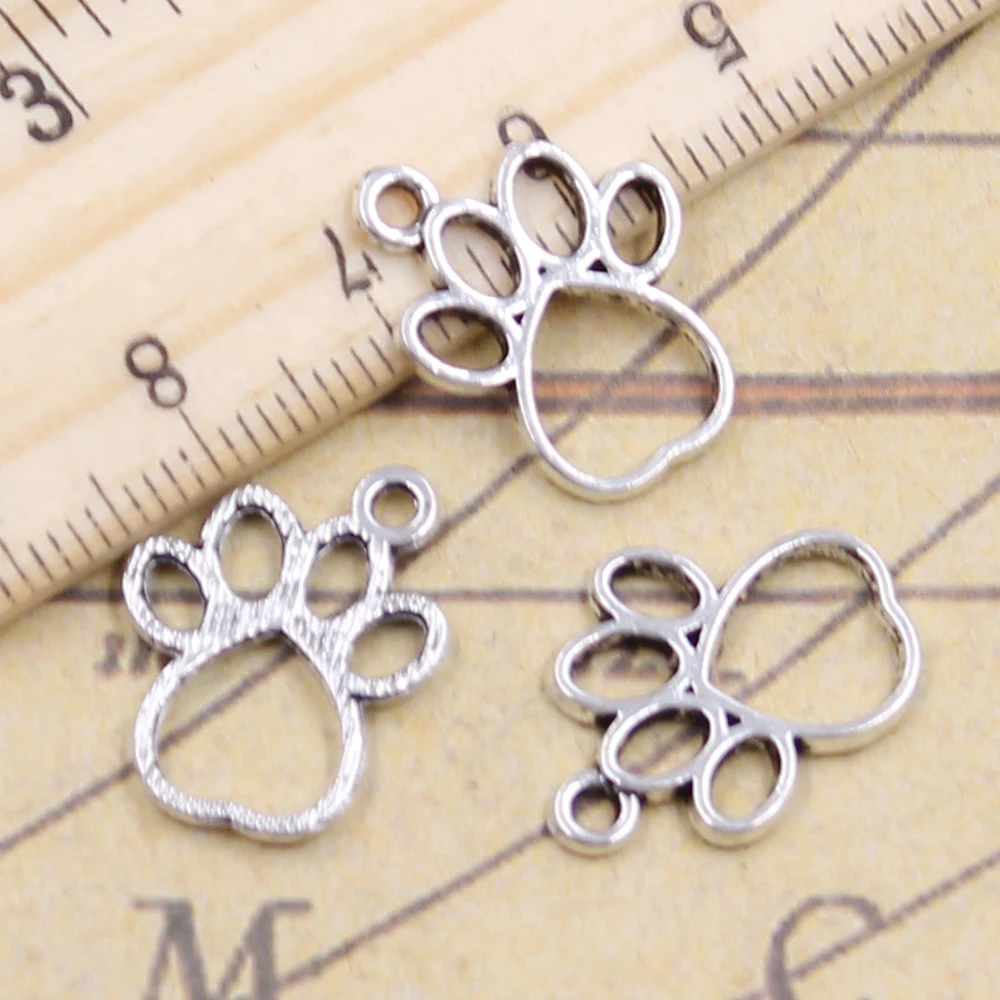 

20pcs Charms hollow lovely dog bear paw 18x15mm Tibetan Silver Plated Pendants Antique Jewelry Making DIY Handmade Craft pendant