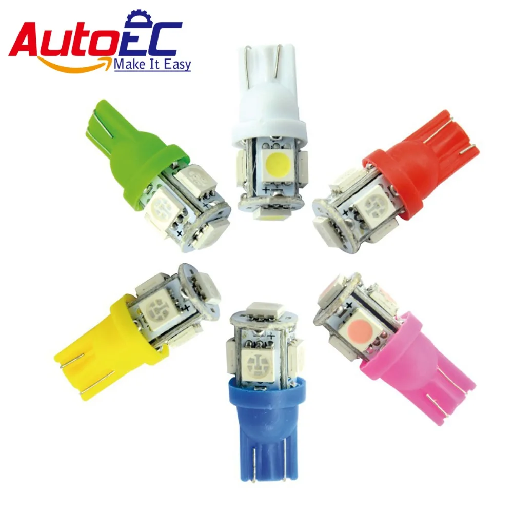 

AutoEC T10 5 LED 5050 w5w 194 168 Car Auto led instrument Wedge Tail Side Light Lamp wholesale 1000pcs/lot DC12V#LB12