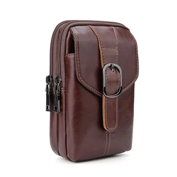 

Genuine Leather Cell Phone 6.3" Pouch Belt Clip Bag for iPhone X 8 7 6s Plus Waist Bag Outdoor Phone Case for Huawei P20 pro P9