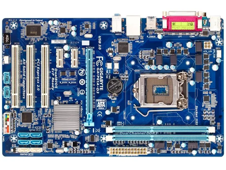 Для Gigabyte GA-P61A-D3 оригинальная б/у настольная материнская плата P61A-D3 H61 Socket LGA 1155 DDR3 ATX