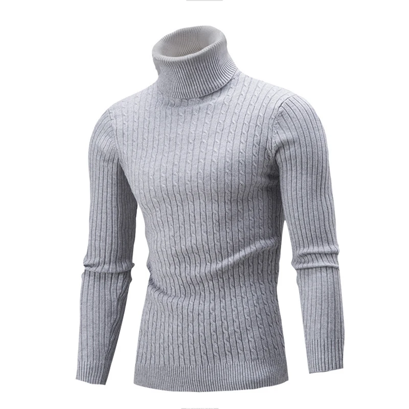Мужской свитер зимний бренд Новые поступления однотонный простой тонкий мужской свитер с высоким воротом джемпер вязаный мужская верхняя