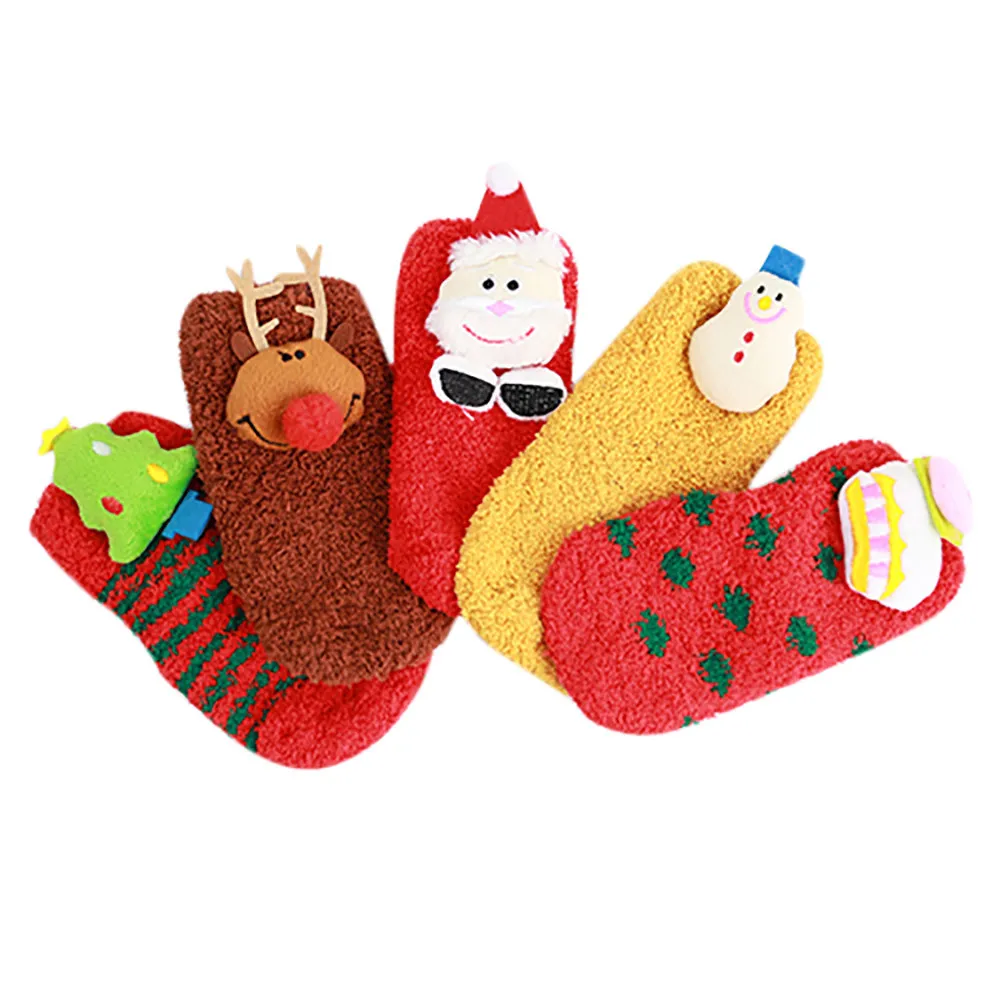 Рождественские носки-тапочки для новорожденных мальчиков и девочек, Нескользящие Детские носки из полиэстера, подарок для малышей