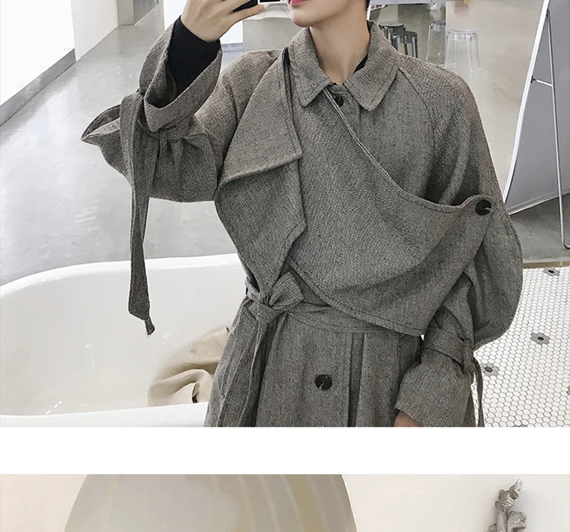  Trench Coat Men Streetwear Punk Rave Gothic Long Jacket  (21)