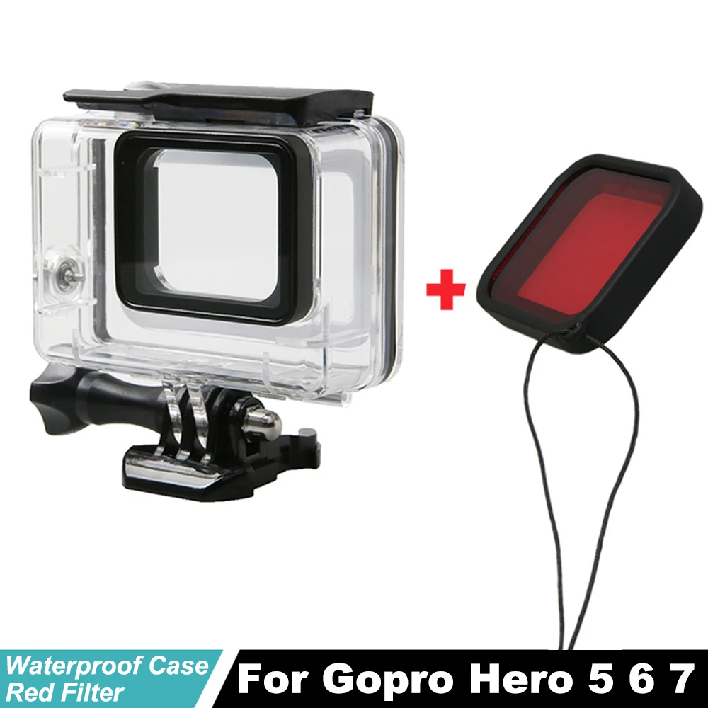 

Waterproof Protection Housing Case Diving 45M Protective Red Filter For Gopro Hero5 Hero6 5 black Go pro Hero7 6 5 Accessories