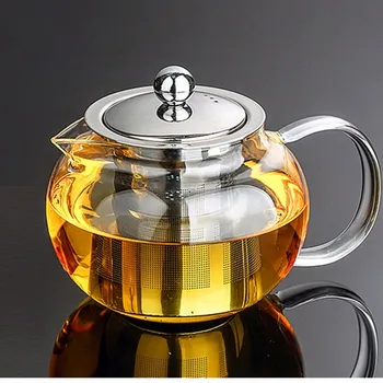 Heat Resistant Glass Tea Pot Flower Tea Set Puer kettle