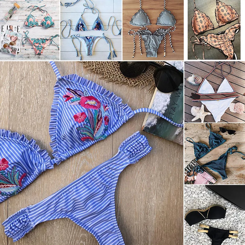 

2019 Women Swimwear Bandage Swimsuit Patchwork Bikini Set Sexy Bikinis Maillot De Bain Feme Beachwear Bathing Suit Biquini