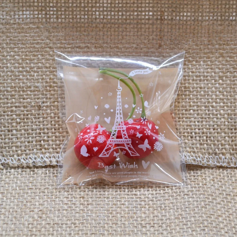 7x7cm Small Plastic Candy Bags Jewelry Bag 100pcs/lot Tower Gift
